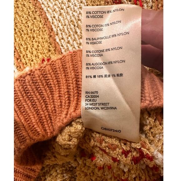 FP Show Me Love Sweet Child Boxy Combo Chunky Knit Sweater Pink Cream Beige, S - Picture 4 of 8